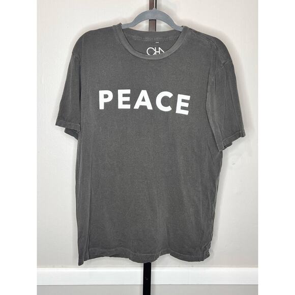 Chaser Peace Charcoal Gray Short Sleeve Graphic Crewneck T-Shirt Size Large NWT - Picture 2 of 5
